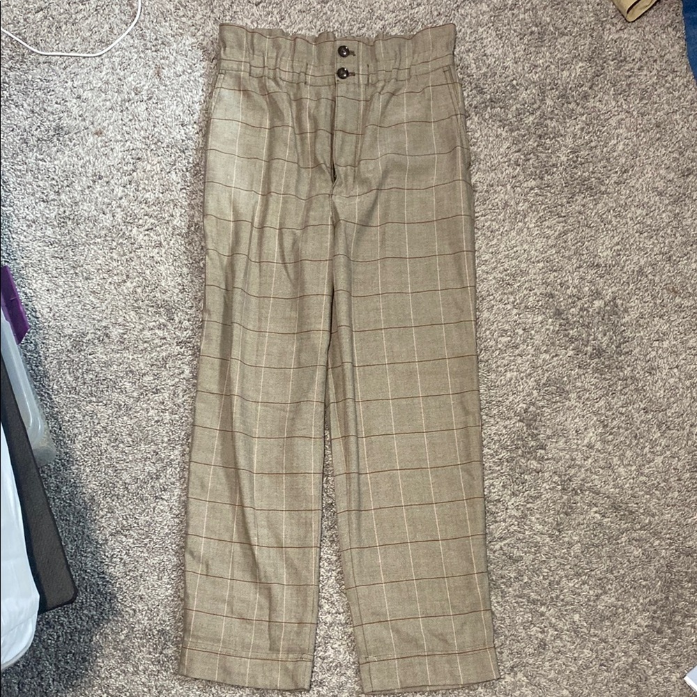 Madewell Tan Dress Pants with Classic Plaid Design